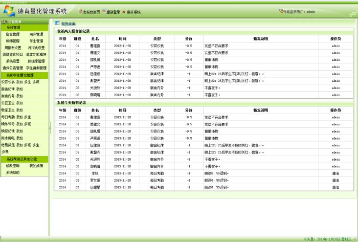 德育量化管理系统后台界面