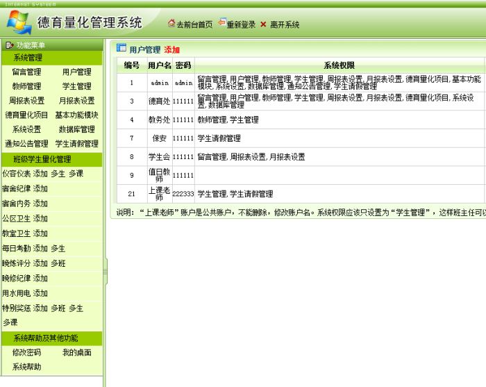 德育量化管理系统-用户管理